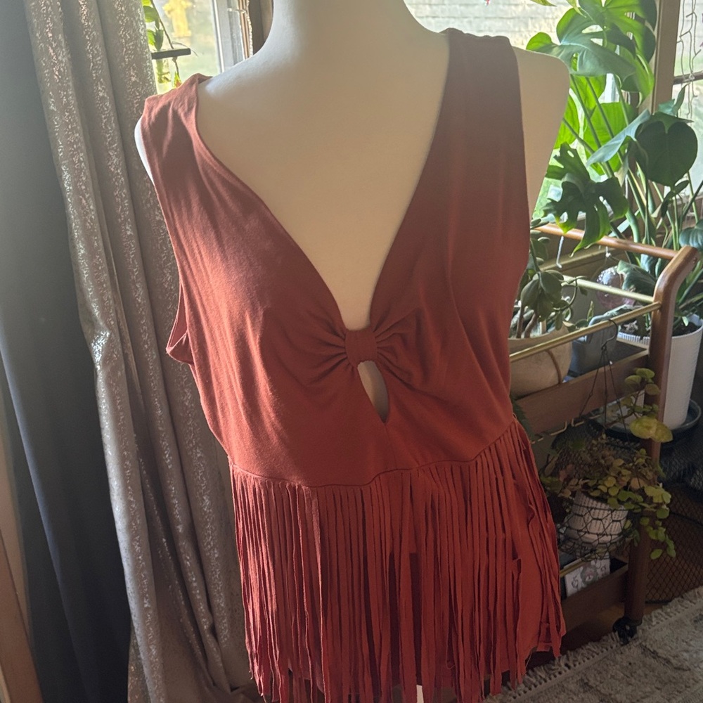 Idyllwind Miranda lambert Rust Fringe Sleeveless Top worn once